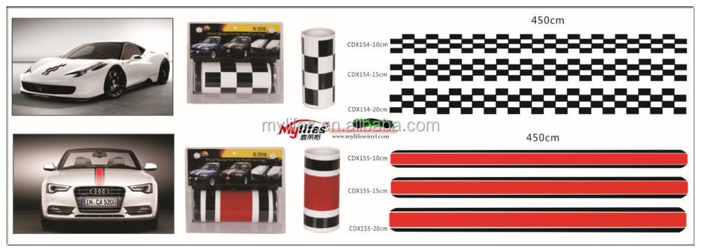 Car Body Racing Stripes Cover Roof Line Stickers