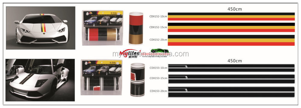 Car Body Racing Stripes Cover Roof Line Stickers