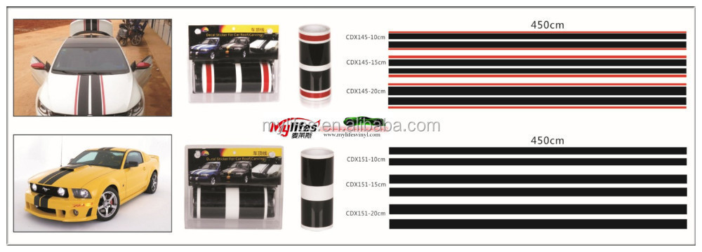 Car Body Racing Stripes Cover Roof Line Stickers