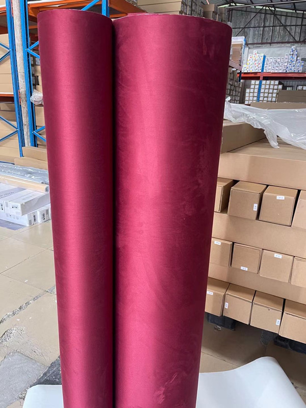 Velvet Fur Suede Alacantra Textured Fabric Sticker Car Wrapping Air/Bubble Free Vinyl Wrap Wine Red