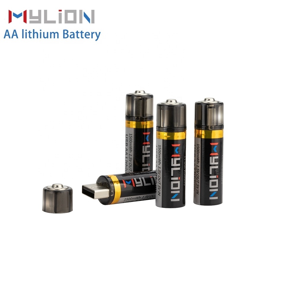 mylion aa battery  li ion 14500 usb double a rechargeable batteries 1.5v with usb charge