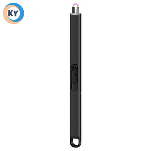 Wholesale Custom Logo Metal Usb Rechargeable Charging Electronic Encendedores Flameless Electric Long Bbq Kitchen Candle Lighter