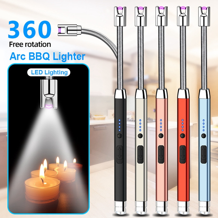 Joylife Kitchen Lighters Led Lighting Single Arc Windproof Pulse Metal High Quality Electric Lighter for Candle