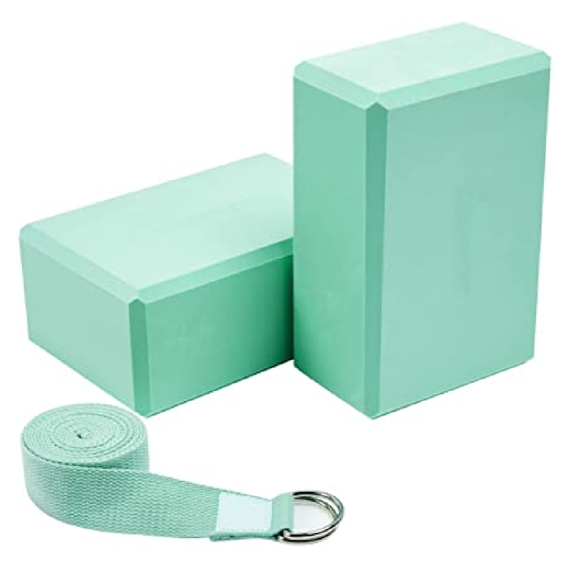 2 Pack Yoga Blocks with Strap Set High Density Lightweight EVA Foam Yoga Blocks Premium Yoga Brick for All Yogi