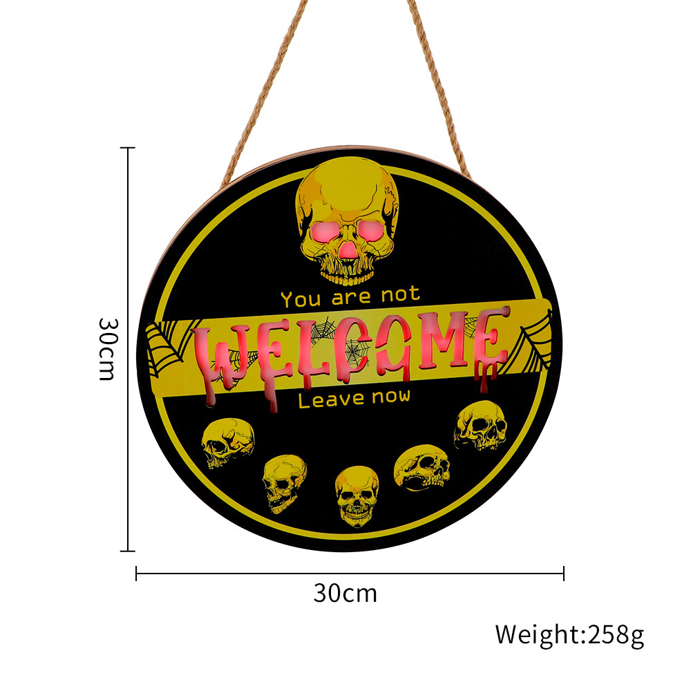 Halloween Wooden Welcome Hanging Sign Skull Front Door Hanger Diy Halloween Party Decoration