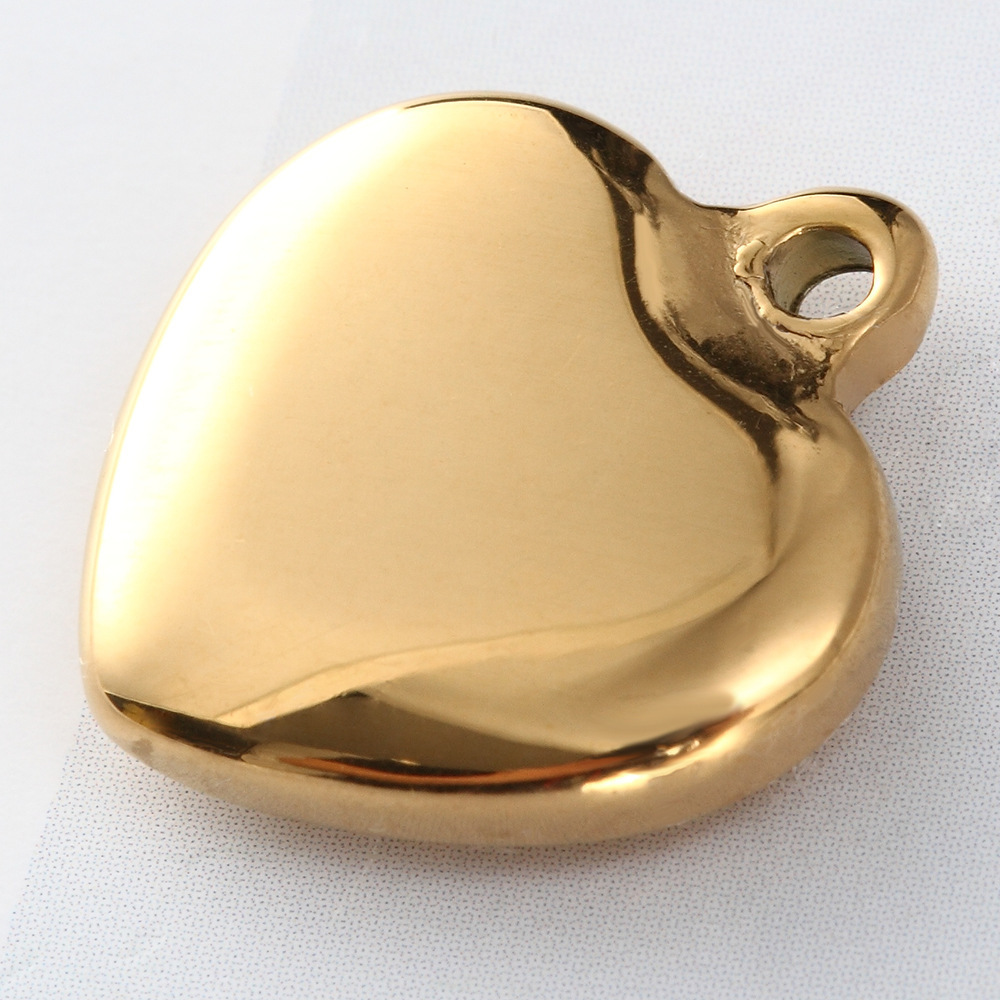 14MM High Polished Engraved Jewelry Diy Accessories Stainless Steel Engraved Blank Custom Logo Heart Shape Pendant Charm