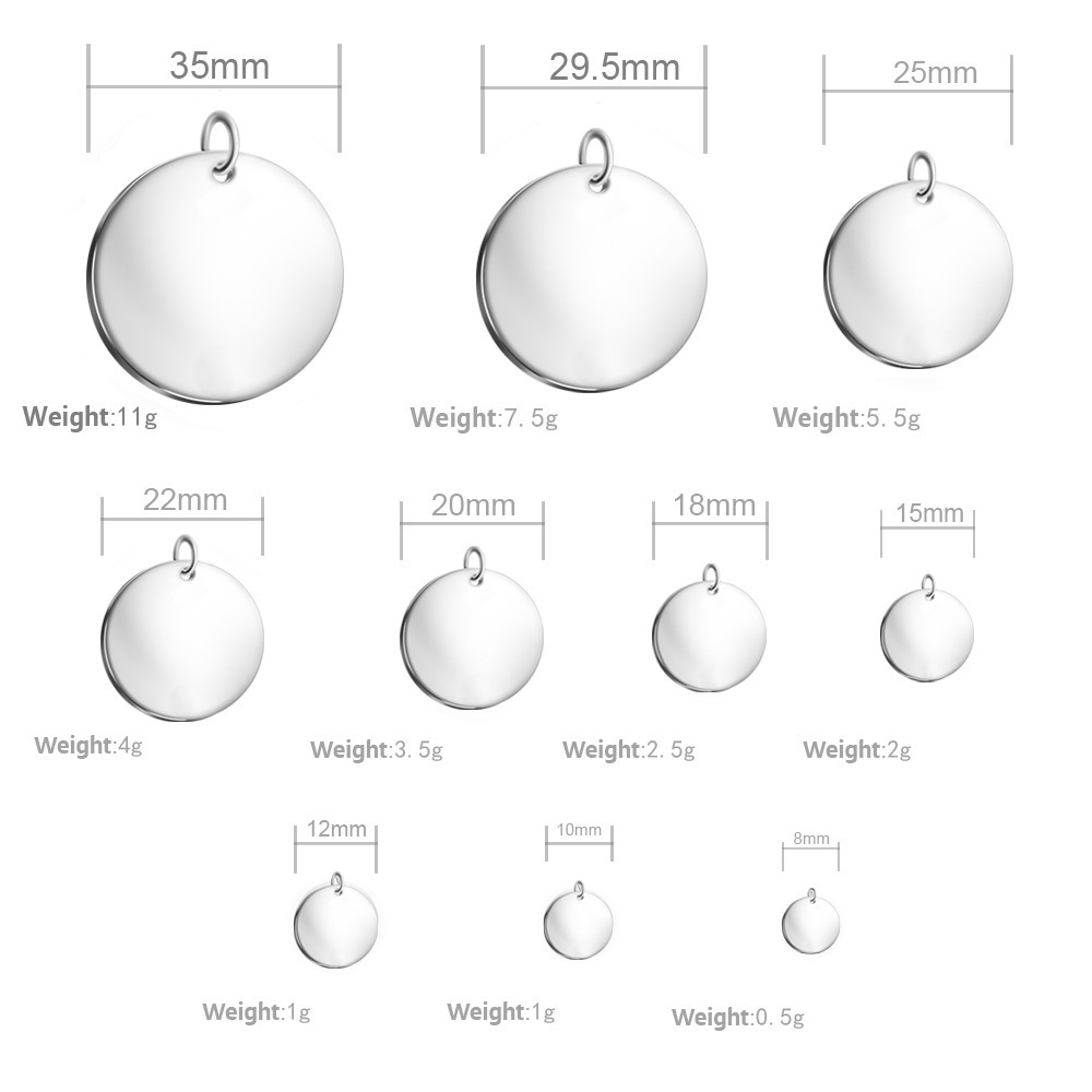 Wholesale Custom Engraving Stainless Steel Round Disc Coin Charms For Jewelry Making