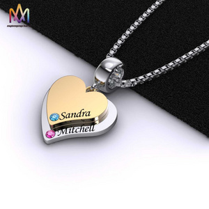 Custom Name Stainless Steel Heart Shape Necklace Wholesale DIY Personality Heart Pendant Necklace