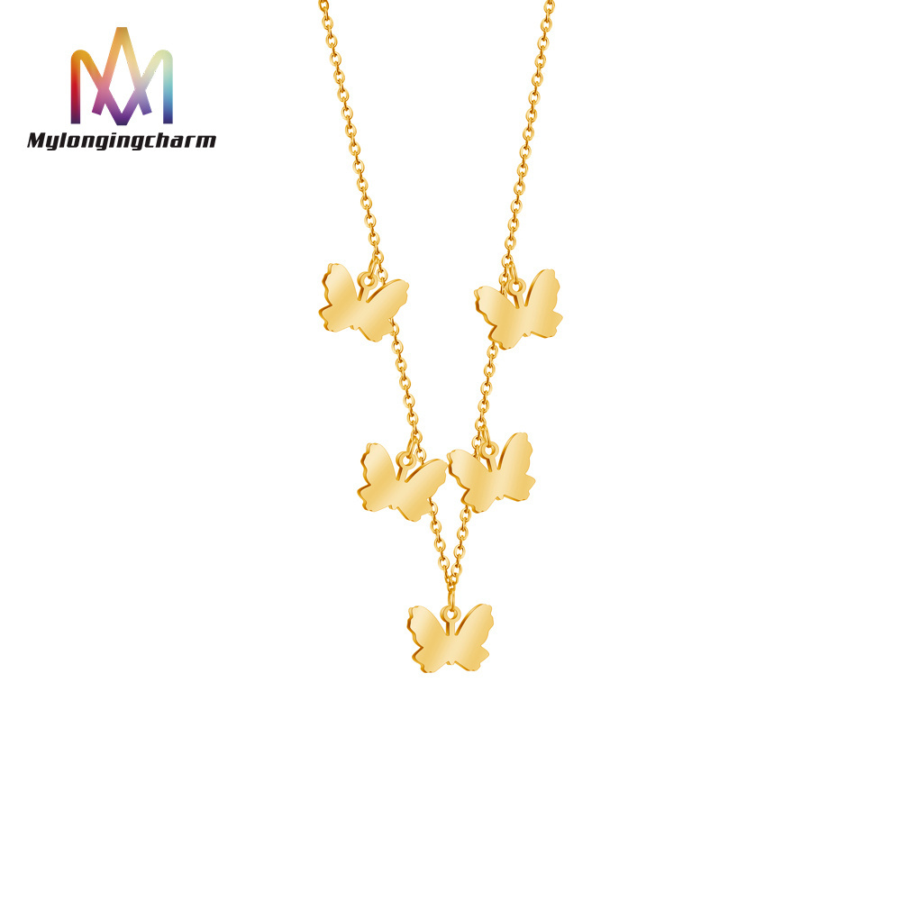 Wholesale 18K Gold Plated Necklace Luxury Stainless Steel Butterfly Necklace For Women Girl Gift