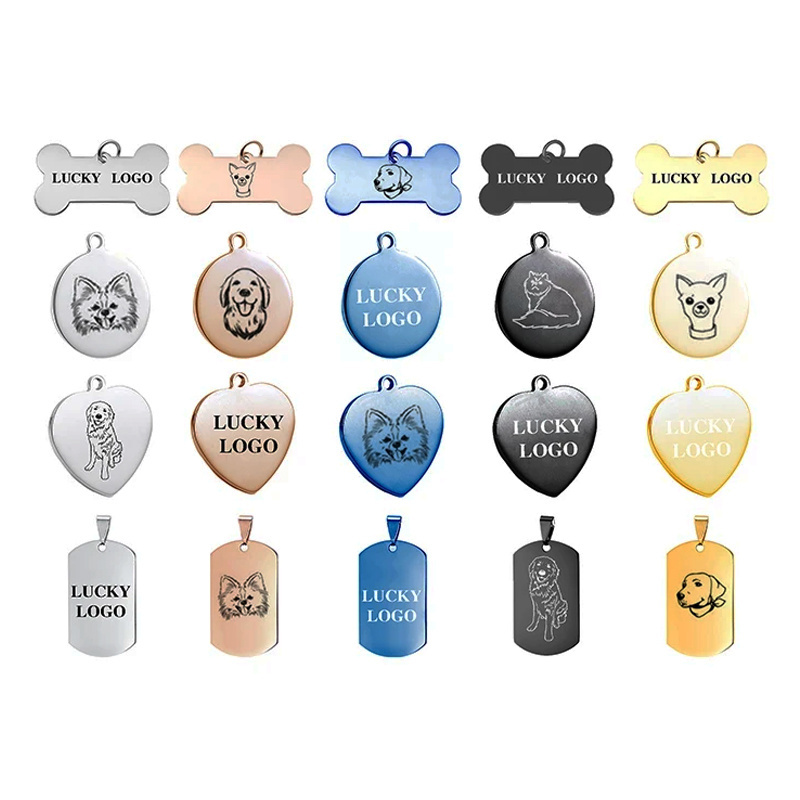 Direct Factory Pet Dog Id Plate Nameplate Lettering Anti-Loss Metal Tag Stainless Steel Blank Dog Tags For Engraving