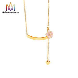 New Gold Plated Flower Choker Necklace Non Tarnish Stainless Steel 3D Bar Lettering Necklace