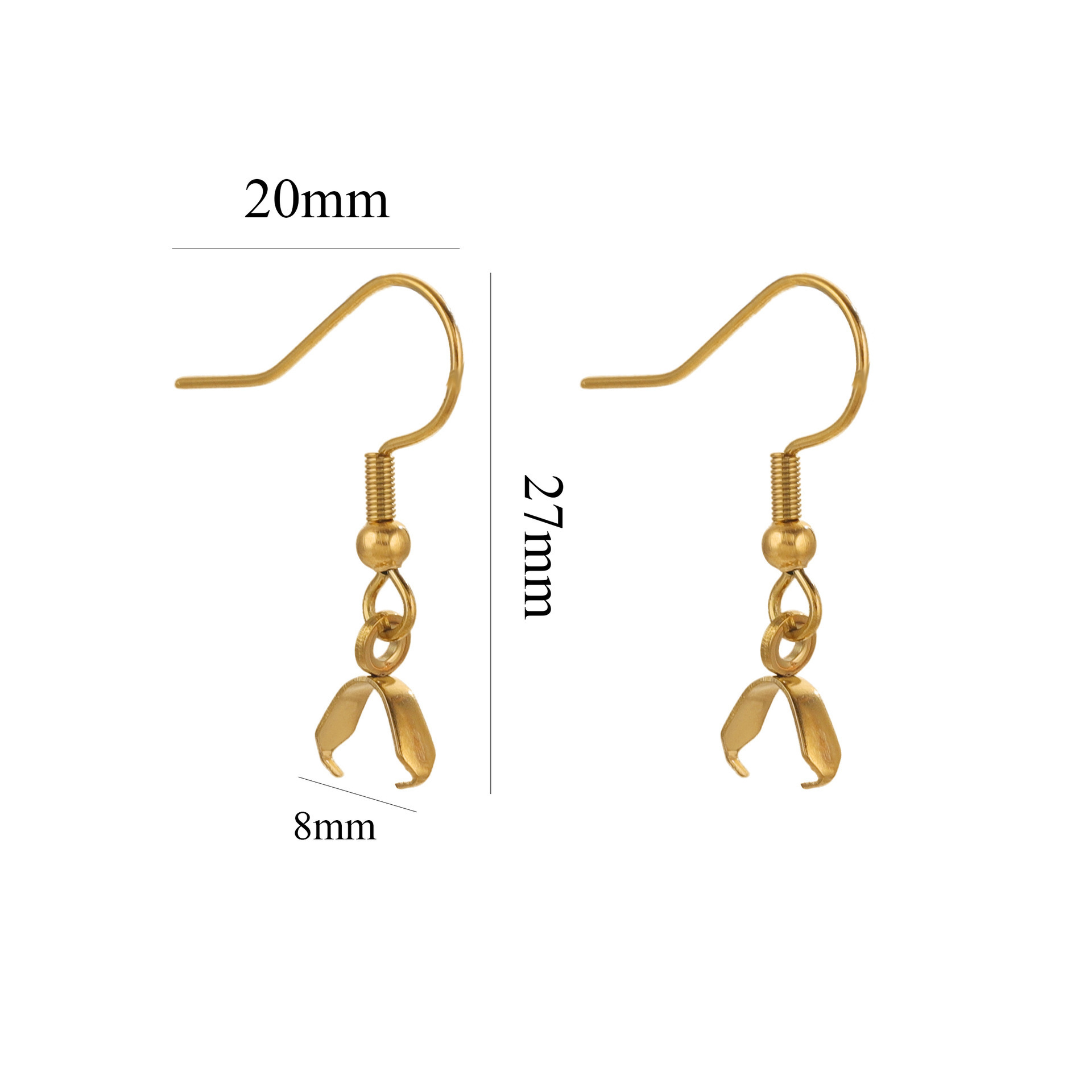 100Pcs/Bag Stainless Steel Earring Hooks With Peg Bail Clasp Pinch Bail Earring Hook Findings For Jewelry DIY Making