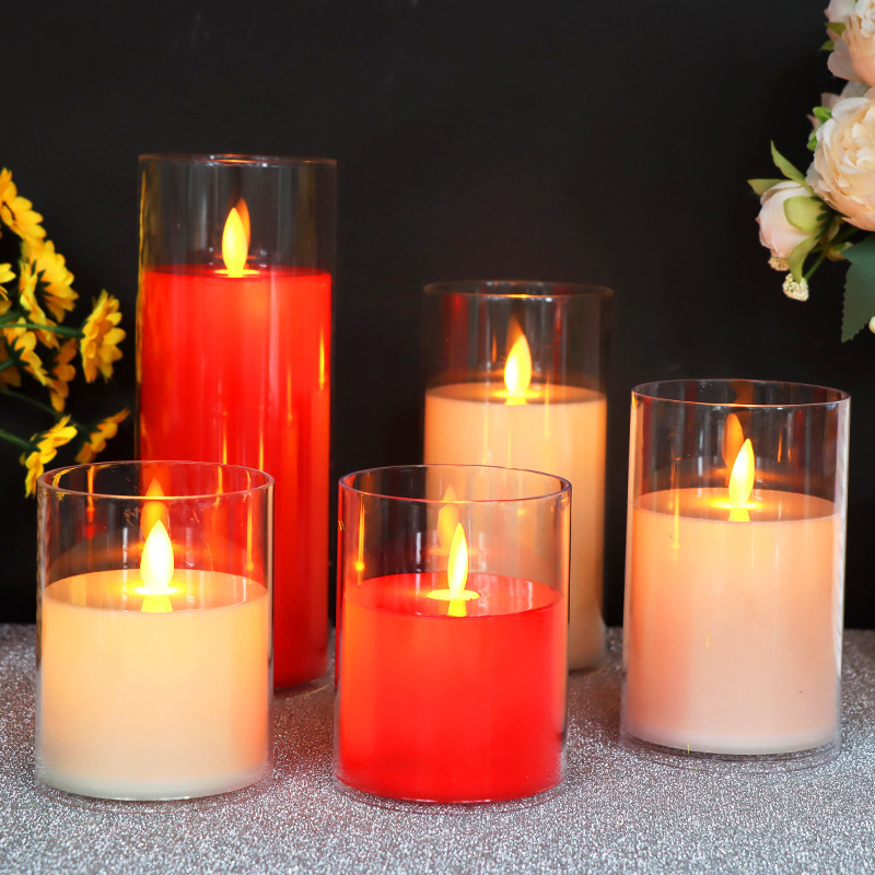 Glass Battery Operated LED Flameless Candles Candles Warm Color Flickering Light for Festival Wedding Home Party Decor