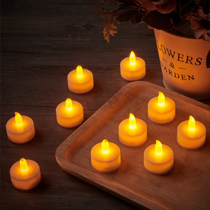 Tea Lights Candles LED Flickering Votive Candle Long Lasting 200 Hours Realistic and Bright for Halloween Wedding Decor