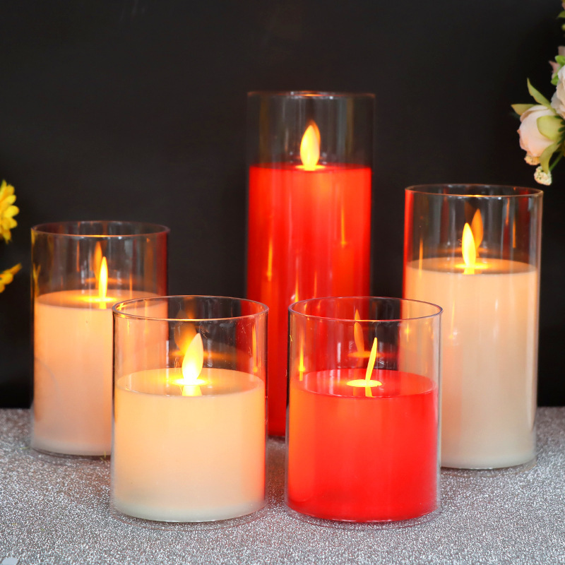 Glass Battery Operated LED Flameless Candles Candles Warm Color Flickering Light for Festival Wedding Home Party Decor