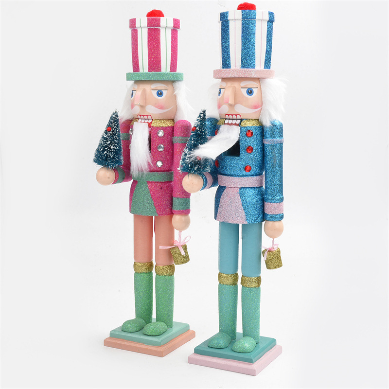 Wholesale Pink Party Decoration Wooden Soldier Nutcracker Ornaments Nutcracker Dolls for Christmas Decoration