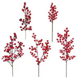 Christmas Red Berries Artificial Berry Picks Stems Holly Berries Branche For Home Holiday Wedding Decoration