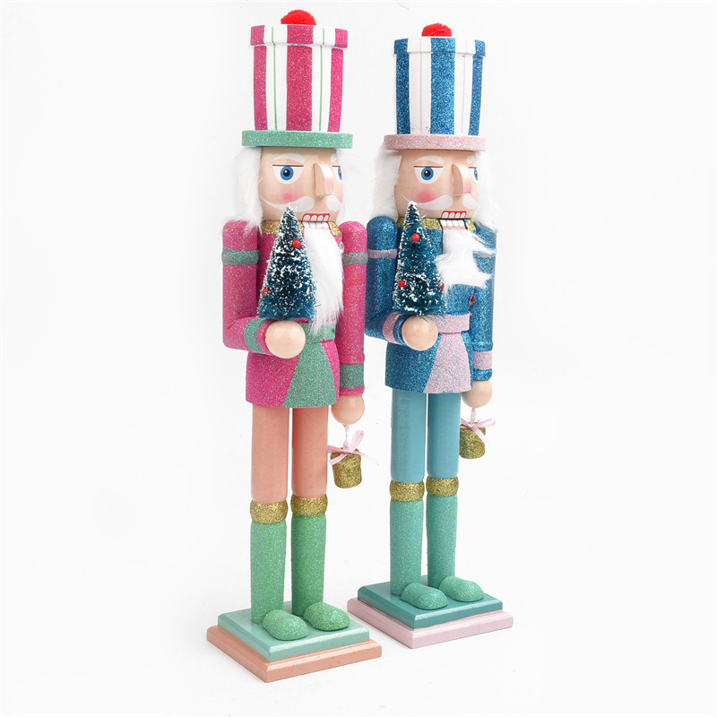 Wholesale Pink Party Decoration Wooden Soldier Nutcracker Ornaments Nutcracker Dolls for Christmas Decoration