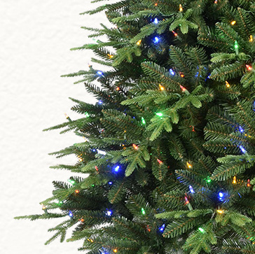 8ft Pre-Lit Fiber Optic Artificial Pine Christmas Tree Centerpiece Multicolored LED Lights, 8 Sequences, Foldable Stand