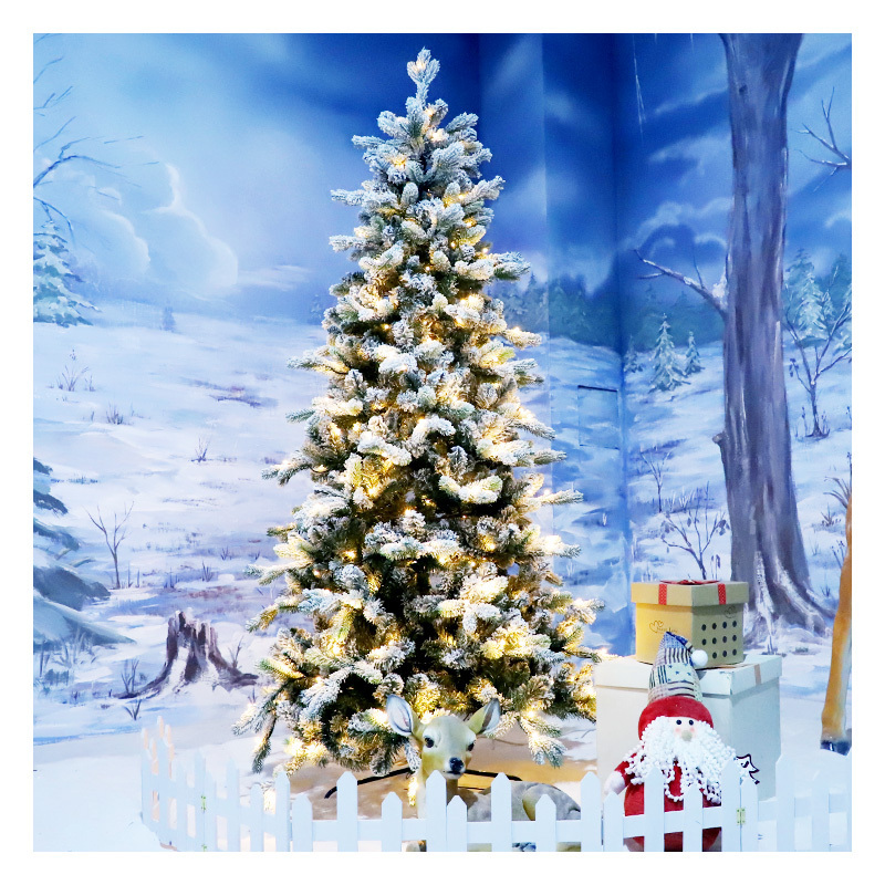 On Stock Artificial PVC PE Mixed Snow Spray Flocked Home Decor Christmas Tree for Festival Use