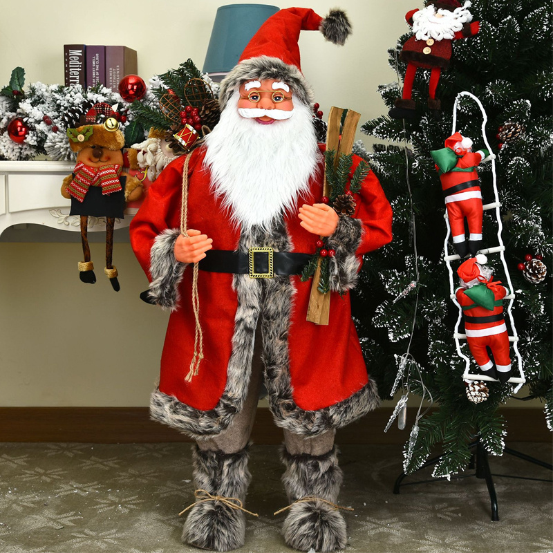 Fabric Santa Claus Figurine Christmas Decoration African American Festival Decorations Giant Santa Claus