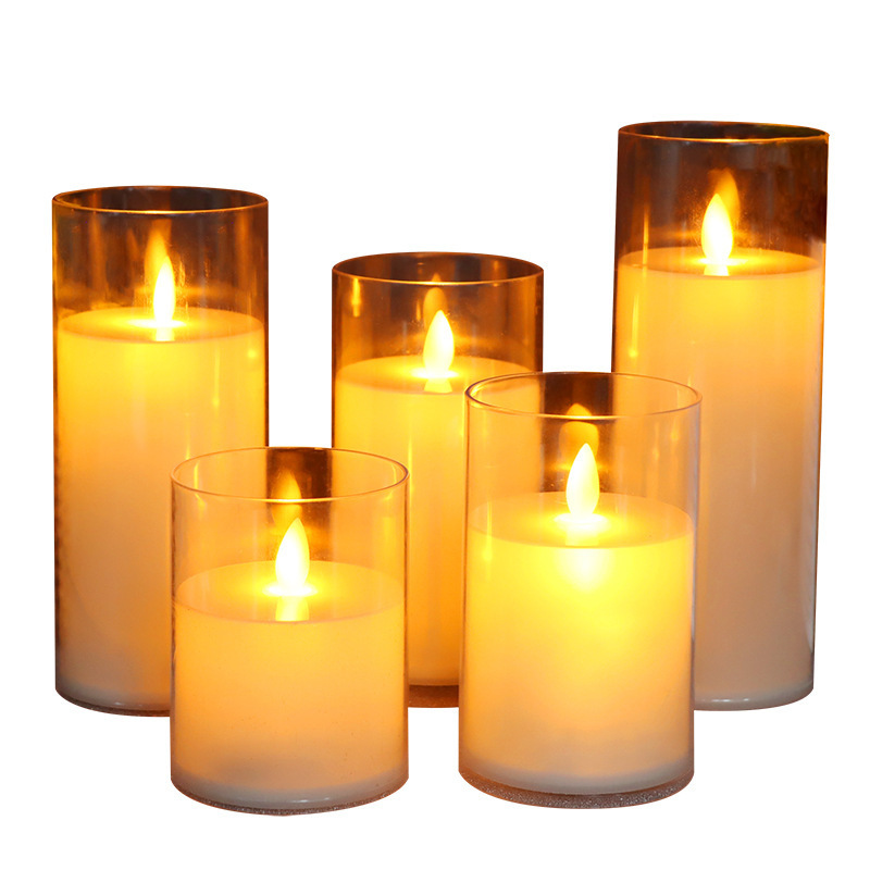 Glass Battery Operated LED Flameless Candles Candles Warm Color Flickering Light for Festival Wedding Home Party Decor