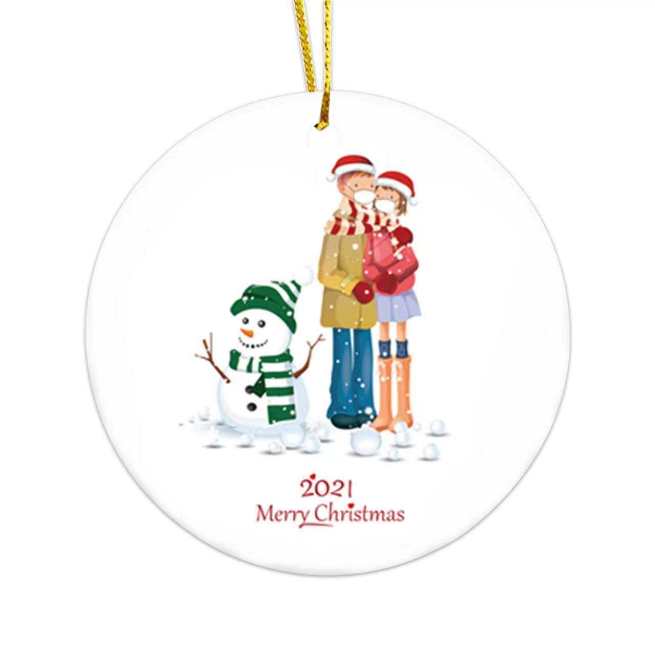 Wholesale Print Christmas Gifts Ceramics Acrylic Customized Ornaments Tree Hanging Decoration Newlywed Christmas Bauble