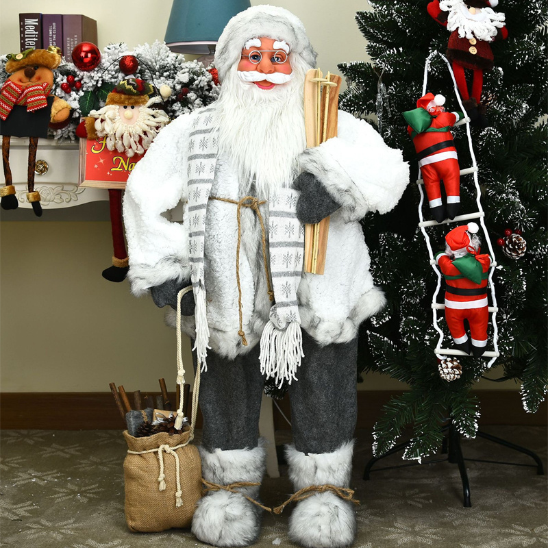 Fabric Santa Claus Figurine Christmas Decoration African American Festival Decorations Giant Santa Claus