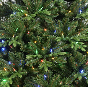 8ft Pre-Lit Fiber Optic Artificial Pine Christmas Tree Centerpiece Multicolored LED Lights, 8 Sequences, Foldable Stand