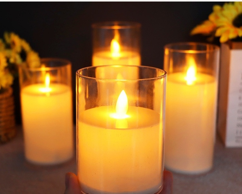 Glass Battery Operated LED Flameless Candles Candles Warm Color Flickering Light for Festival Wedding Home Party Decor