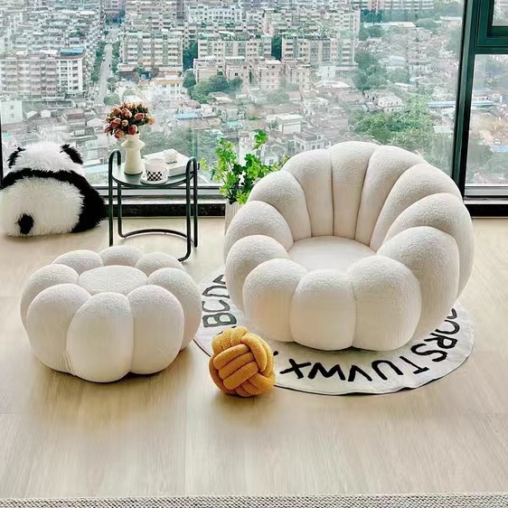 Nordic Living Room Kids Chair Single Seat Sofa Lazy Armchair Pumpkin Shaped Chair Home Decorations Wedding Lounge Chair