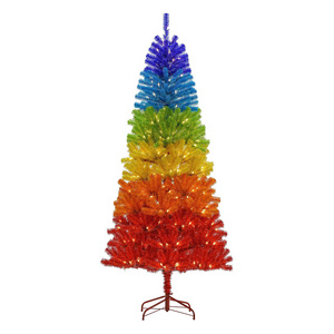 Longstar Rainbow Pink Yellow Christmas Trees Home Party Decorated PVC Christmas Tree Colorful Xmas Tree