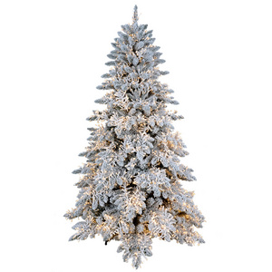 Wholesale PVC Natural Christmas Tree Flocked Light Up Snow Decoration Flocking Christmas Tree