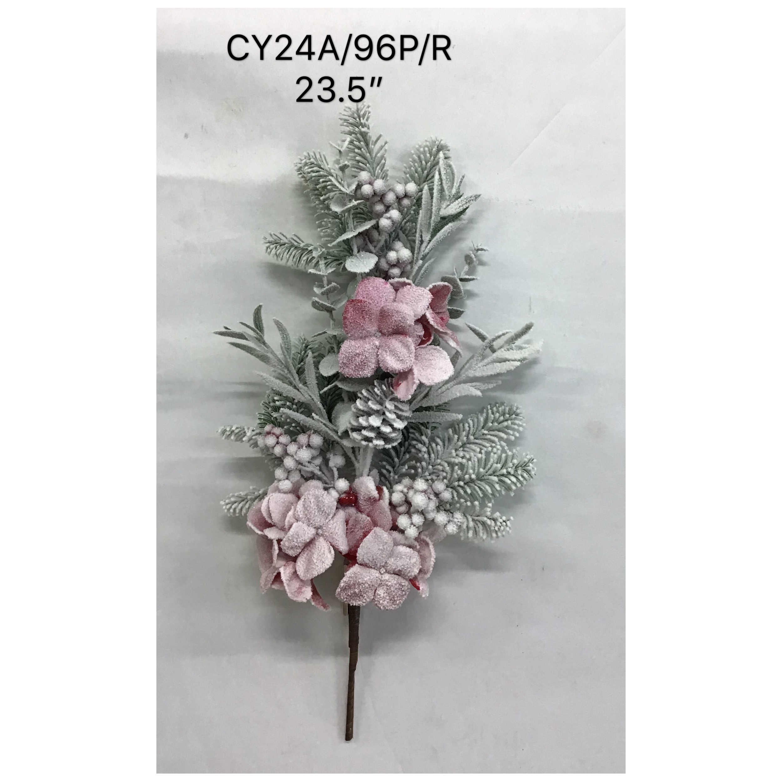 New Style Tree Branch Flocked Red Berry Home Holiday Decoration Wedding Flower Christmas Artificial Green Bush Branch