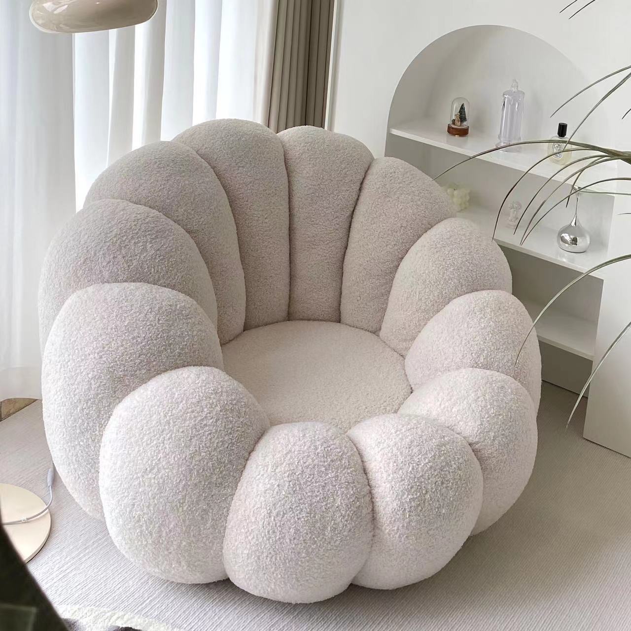 Nordic Living Room Kids Chair Single Seat Sofa Lazy Armchair Pumpkin Shaped Chair Home Decorations Wedding Lounge Chair