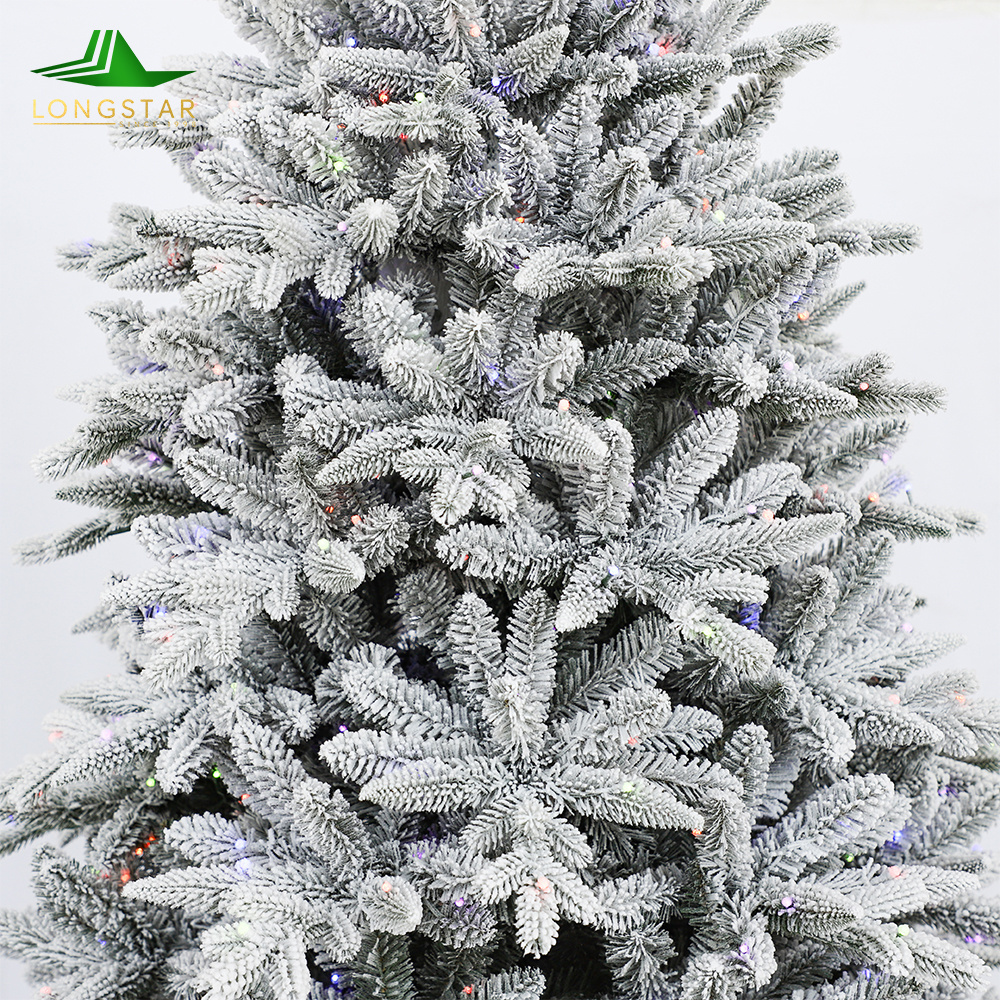 6/7.5FT Artificial Santa Tree Flocked White Arbol de Navidad Decoration Xmas Party Treepop up christmas tree