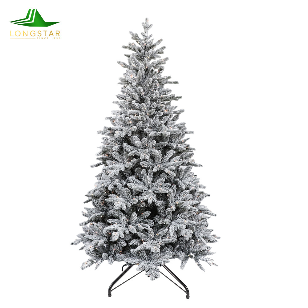 6/7.5FT Artificial Santa Tree Flocked White Arbol de Navidad Decoration Xmas Party Treepop up christmas tree