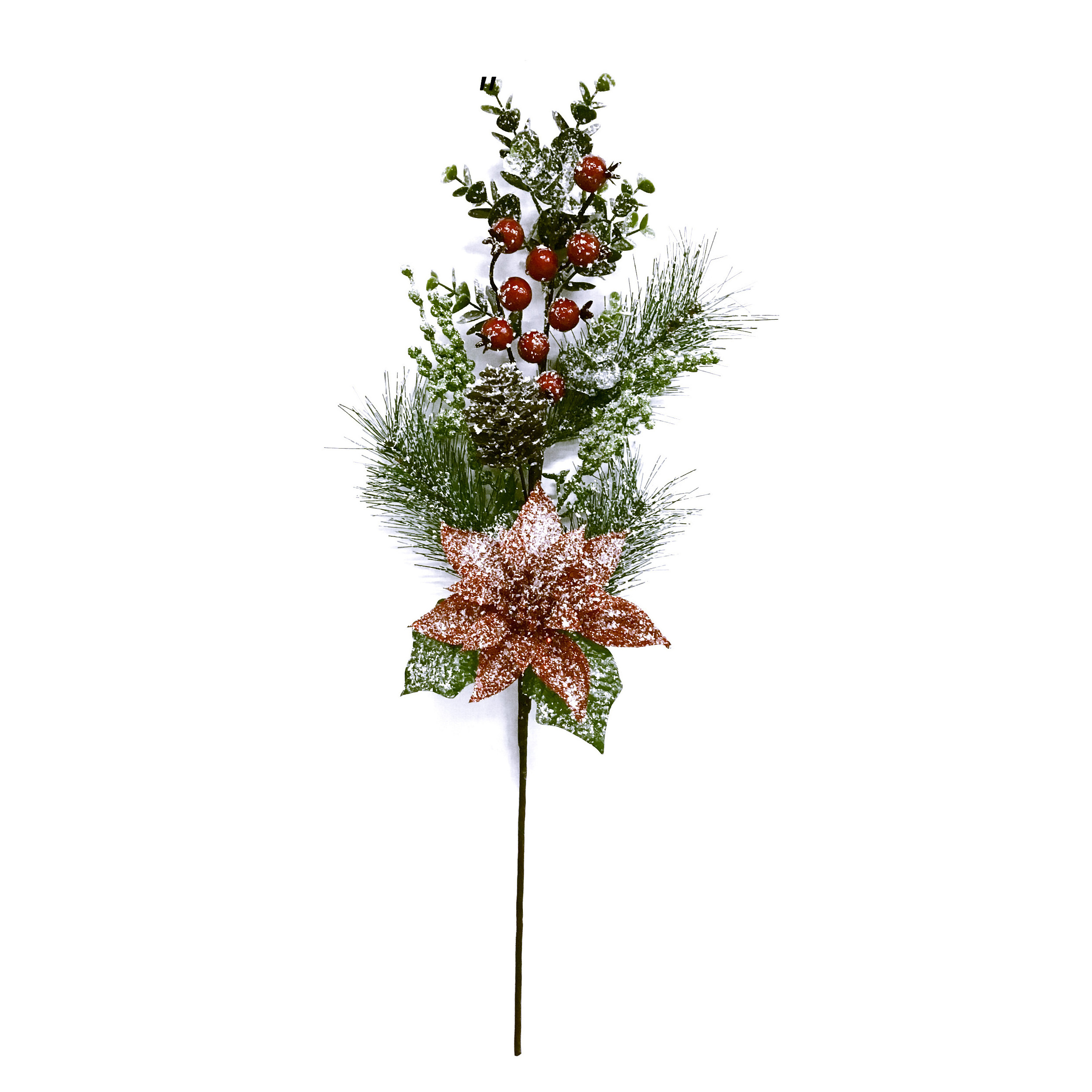 Christmas Artificial Dry White Berry Ornaments Pine Holly Branch Tree-Shaped Festival Decoration Christmas pine picks