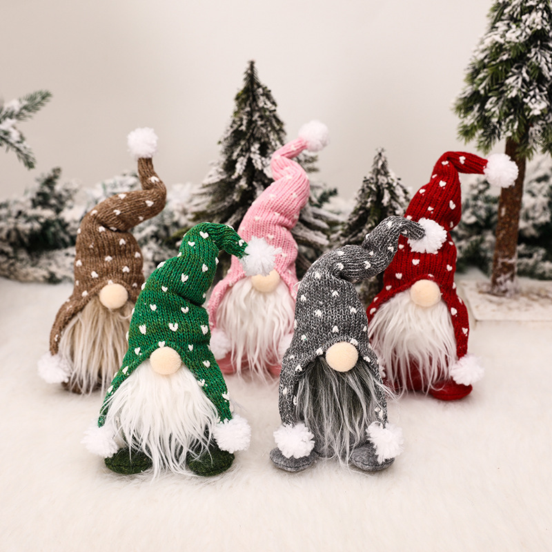 New forest man white beard no face doll Christmas doll Forest man knitted hat sitting figure adornment