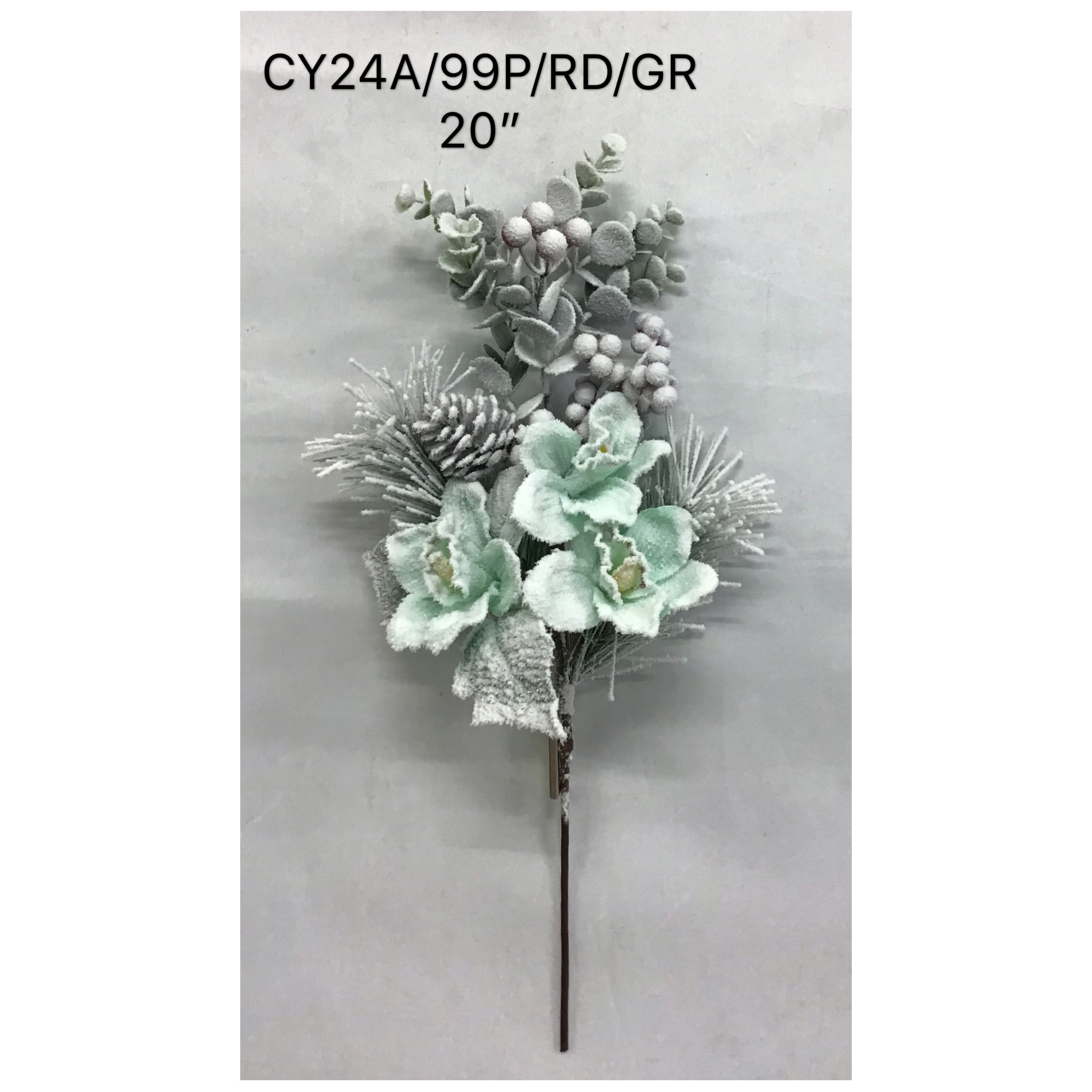 New Style Tree Branch Flocked Red Berry Home Holiday Decoration Wedding Flower Christmas Artificial Green Bush Branch