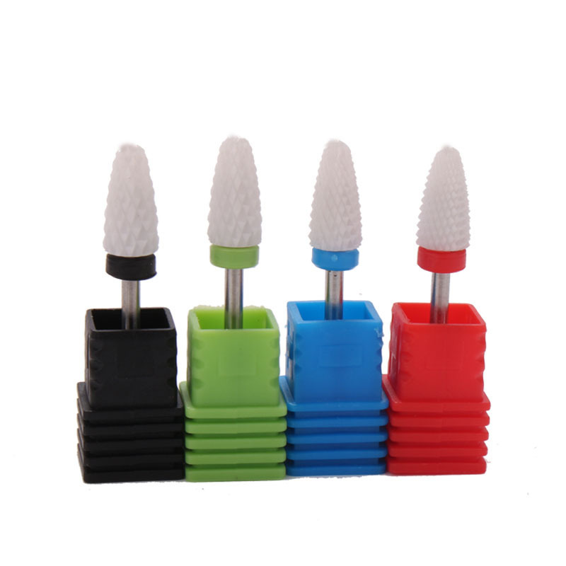 Nail Drill Machine Polishing Head Corn Bullet Cylindrical Shape Ceramic Nail Drill Bits