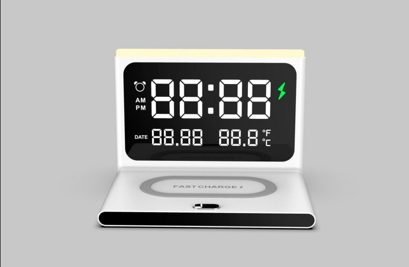 New Digital Clock Smart Wireless Charger 15w Wireless Charger Alarm Clock Multi-function Calendar Temperature Wireless Charger