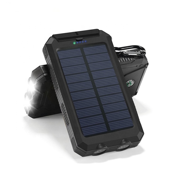 Hot selling LED flashlight solar panel charger 8000mAh waterproof power bank