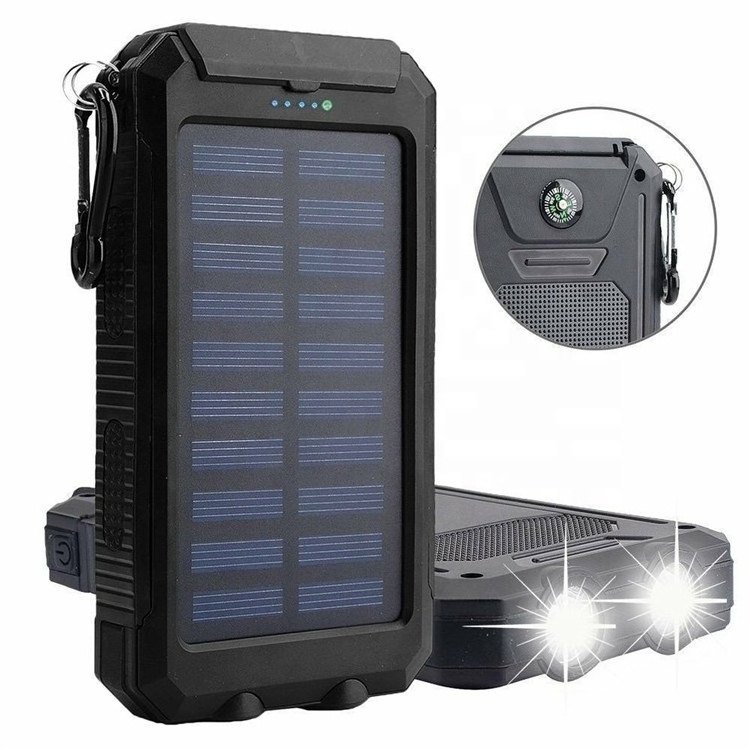 Hot selling LED flashlight solar panel charger 8000mAh waterproof power bank