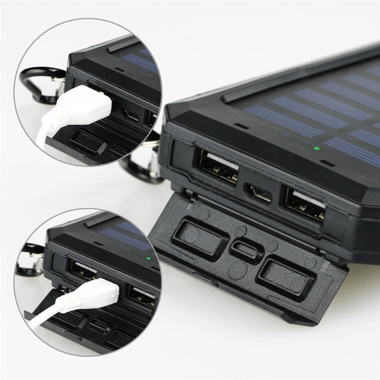 Hot selling LED flashlight solar panel charger 8000mAh waterproof power bank