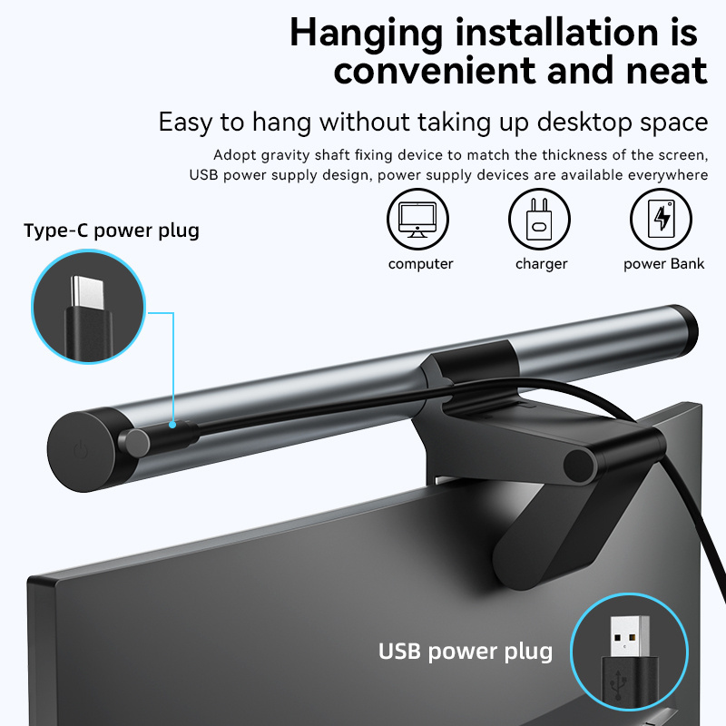 Dimmable Eye Protective No Screen Glare Monitor Lamp Smart LED Computer USB Powered LED Monitor Light Bar With Wireless Remote