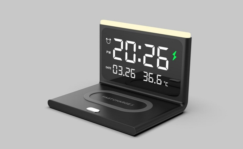 New Digital Clock Smart Wireless Charger 15w Wireless Charger Alarm Clock Multi-function Calendar Temperature Wireless Charger