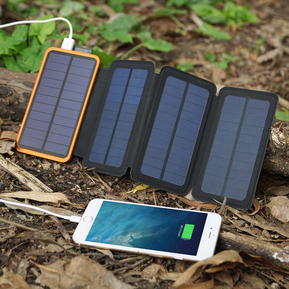 Multi-function Foldable Solar Panel Power Bank Light 8000mAh Mobile Phone Laptop Charger Solar Power Bank For Camping Travel