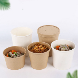 Eco Friendly Custom Print Logo Paper Plates Bowls Take Away Food Packaging Boxes Paper Salad Bowl With Paper Lids