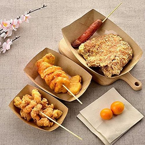 3 LB Disposable Paper food tray Kraft Paper Container Concession paper boat tray for Diners